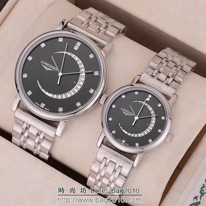 LONGINES浪琴 精鋼表殼 石英機芯 情侶對表 WSS0351